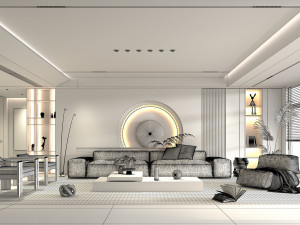 Modern Living Room Scene 5 3D मॉडल