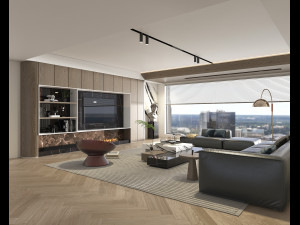 Living Room and Kitchen Scene 2 3D Модель