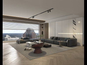 Living Room and Kitchen Scene 2 3D Модель