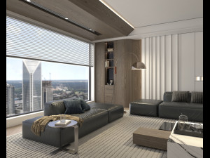 Living Room and Kitchen Scene 2 3D Модель