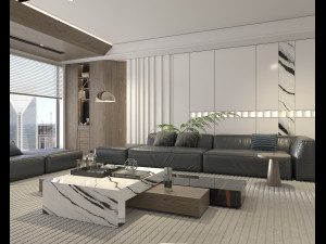 Living Room and Kitchen Scene 2 3D Модель