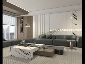 Living Room and Kitchen Scene 2 3D Model