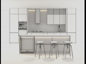 Living Room and Kitchen Scene 2 3D Модель