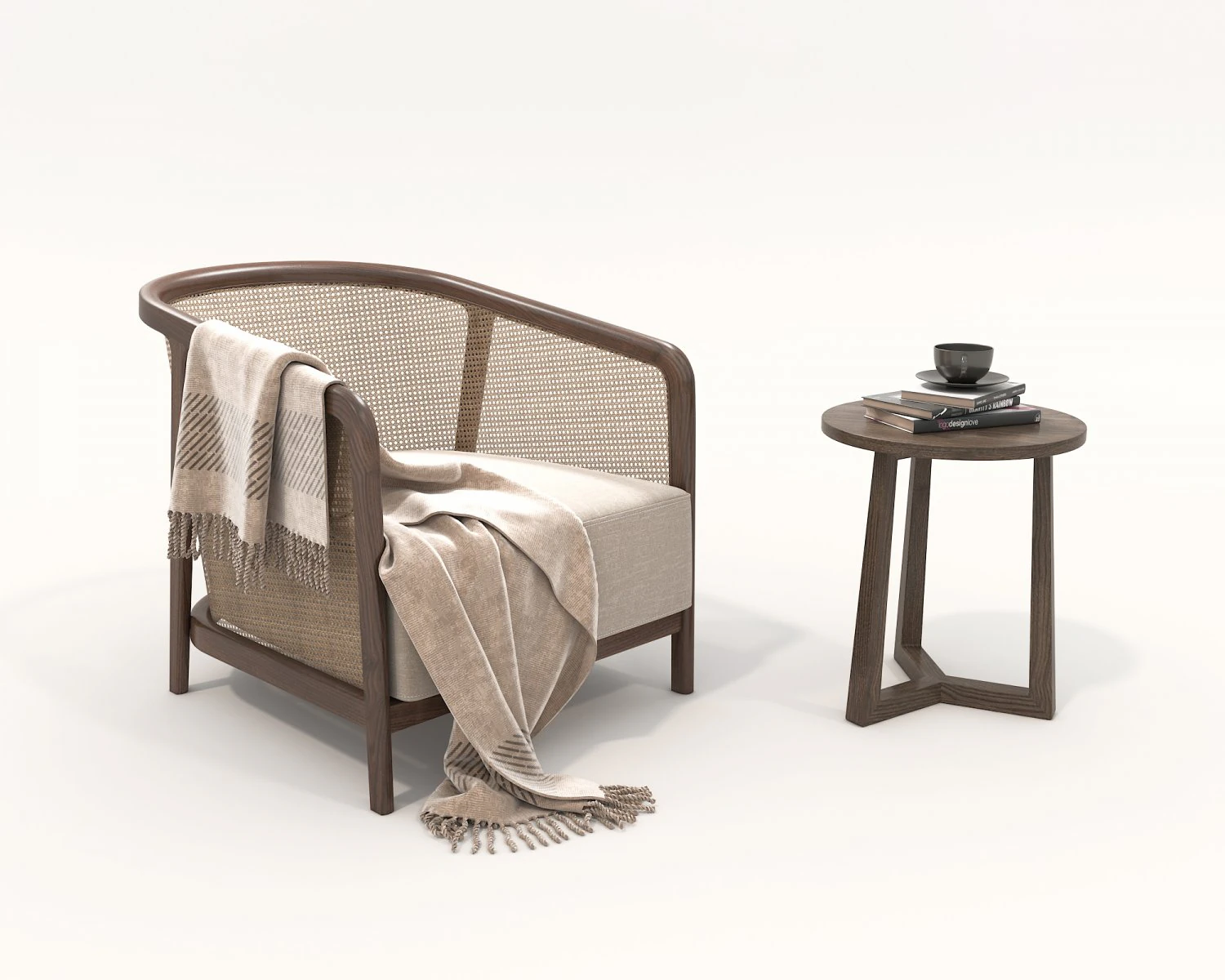 Wooden Coffee Table and Armchair 3D Model .c4d .max .obj .3ds .fbx .stl .blend 