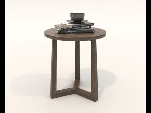 Wooden Coffee Table and Armchair 3D Model