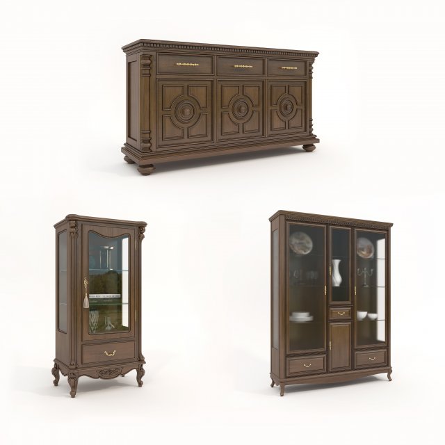 European Style Cabinets Collection 3 3Dモデル .c4d .max .obj .3ds .fbx .stl .blend 