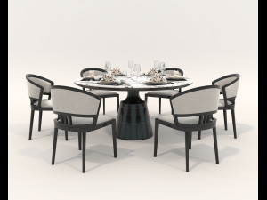 Dining Table and Chairs 5 3D Model