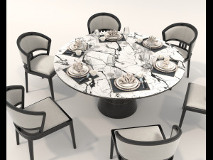 Dining Table and Chairs 5 3D Model