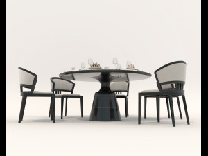 Dining Table and Chairs 5 3D Model