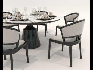 Dining Table and Chairs 5 3D Model