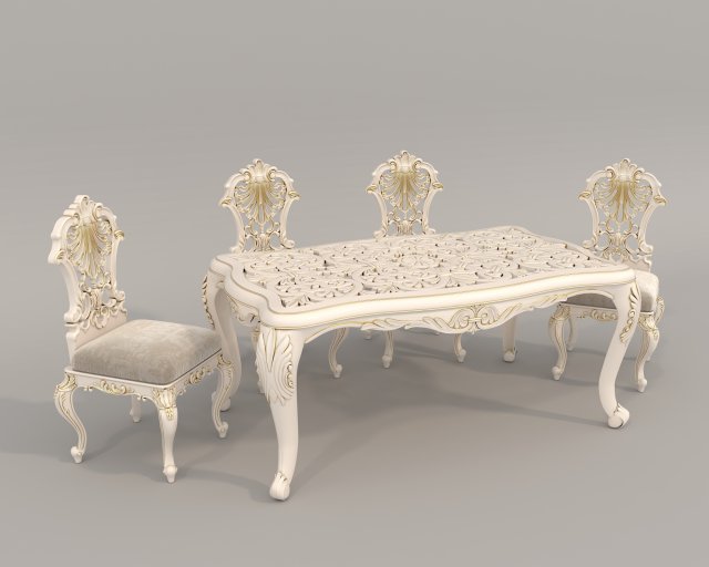 Classic Dining Table and Chairs 22 3D मॉडल .c4d .max .obj .3ds .fbx .stl .blend 