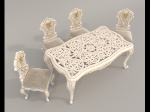 Classic Dining Table and Chairs 22 3D मॉडल