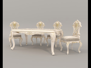 Classic Dining Table and Chairs 22 3D मॉडल