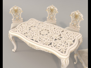 Classic Dining Table and Chairs 22 3D मॉडल