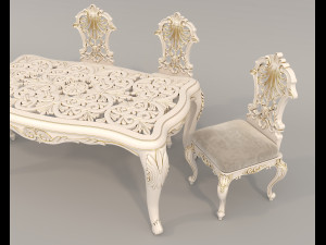 Classic Dining Table and Chairs 22 3D मॉडल