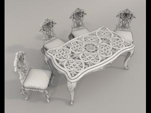 Classic Dining Table and Chairs 22 3D मॉडल