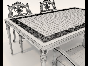 Classic Outdoor Dining Table and Chairs Set 3D Model