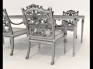 Classic Outdoor Dining Table and Chairs Set 3D Model