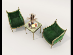 Classic Coffee Table and Armchairs 15 Modelo 3D