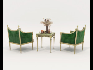 Classic Coffee Table and Armchairs 15 Modelo 3D