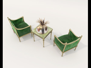 Classic Coffee Table and Armchairs 15 Modelo 3D