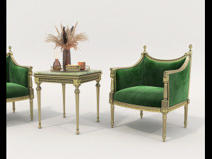 Classic Coffee Table and Armchairs 15 Modelo 3D