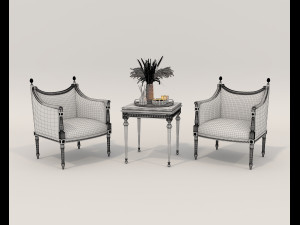 Classic Coffee Table and Armchairs 15 Modelo 3D
