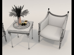 Classic Coffee Table and Armchairs 15 Modelo 3D