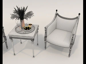 Classic Coffee Table and Armchairs 15 3D Model