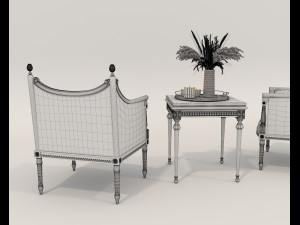 Classic Coffee Table and Armchairs 15 Modelo 3D