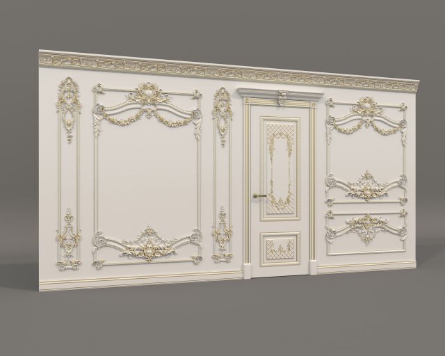 Classic Interior Wall Decoration 16 3D Model .c4d .max .obj .3ds .fbx .stl .blend