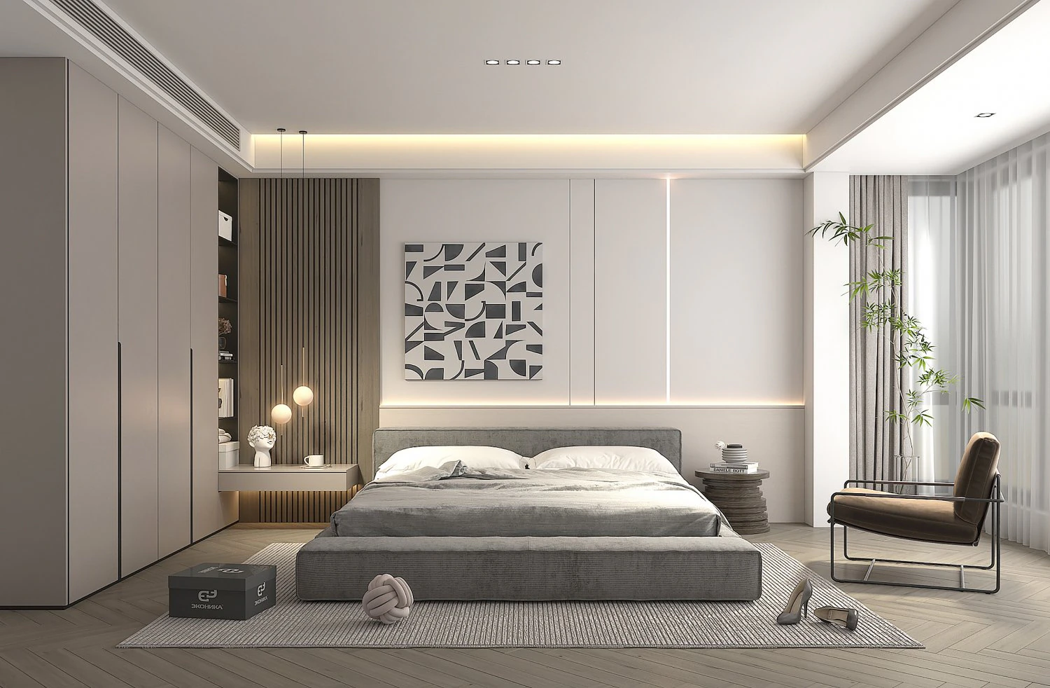 Modern Bedroom Interior Scene 28 3D Model .c4d .max .obj .3ds .fbx .stl .blend