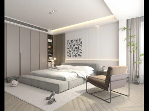 Modern Bedroom Interior Scene 28 3D Model
