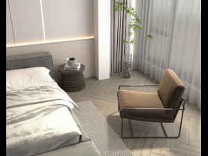 Modern Bedroom Interior Scene 28 3D Model