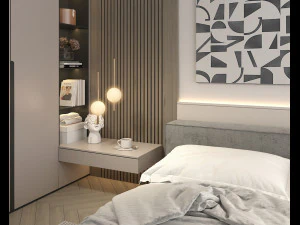 Modern Bedroom Interior Scene 28 3D Model