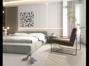 Modern Bedroom Interior Scene 28 3Dモデル