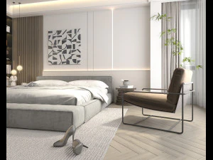 Modern Bedroom Interior Scene 28 3D Model