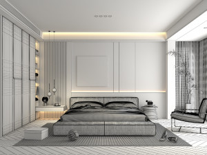 Modern Bedroom Interior Scene 28 3Dモデル