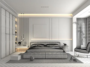Modern Bedroom Interior Scene 28 3D Model
