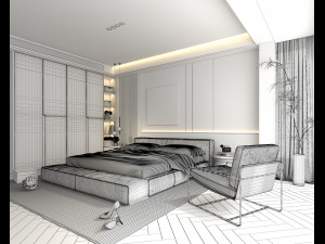 Modern Bedroom Interior Scene 28 3Dモデル