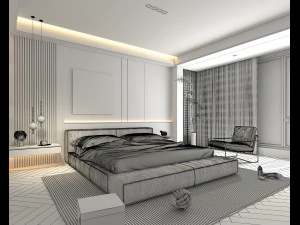 Modern Bedroom Interior Scene 28 3D Model