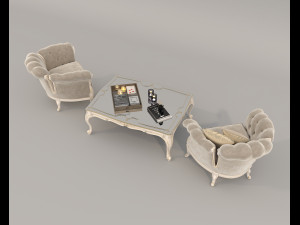 Classic Coffee Table and Armchairs 16 Modelo 3D