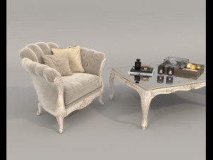 Classic Coffee Table and Armchairs 16 Modelo 3D