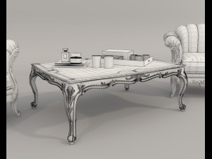 Classic Coffee Table and Armchairs 16 Modelo 3D