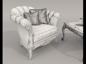 Classic Coffee Table and Armchairs 16 Modelo 3D