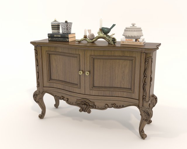 Classic Cabinet and Decoration Set 3D Model .c4d .max .obj .3ds .fbx .lwo .lw .lws