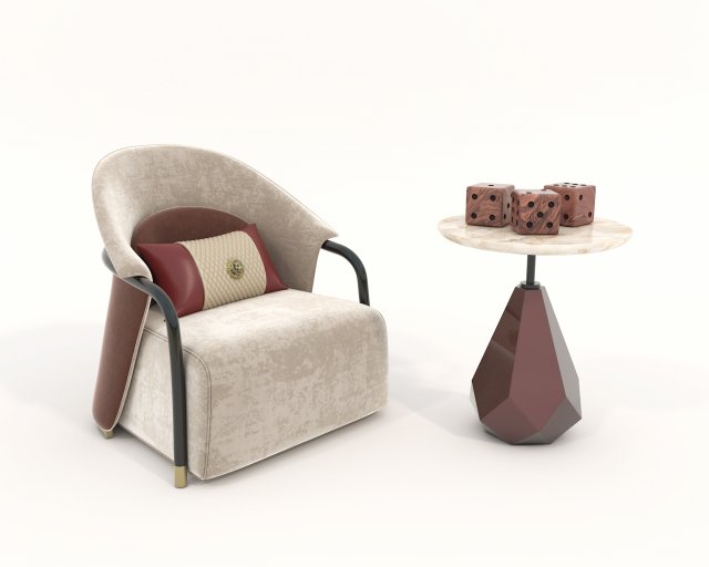Contemporary Style Coffee Table and Armchair 18 3D Model .c4d .max .obj .3ds .fbx .lwo .lw .lws