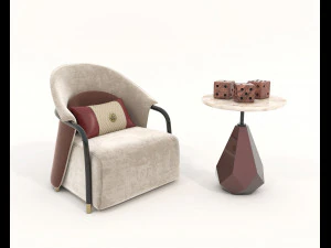 Stolik kawowy i fotel w stylu wsp&oacute;łczesnym 18 Model 3D