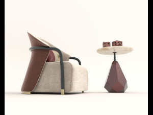 Contemporary Style Coffee Table and Armchair 18 3D मॉडल