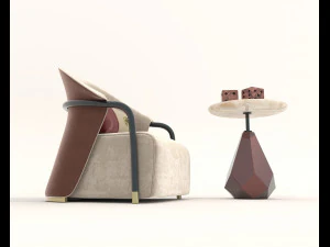 Contemporary Style Coffee Table and Armchair 18 3D Model